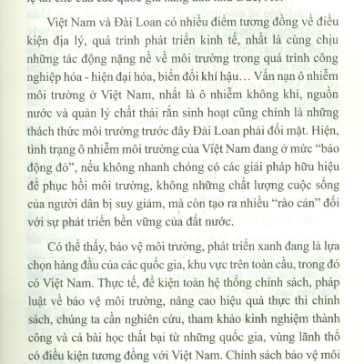 Một Số Vấn Đề Trong Thực Thi Chính Sách Bảo Vệ Môi Trường Của Đài Loan Và Những Gợi Mở Cho Việt Nam - TS. Vũ Thùy Dương (Chủ biên) - Viện Hàn Lâm Khoa Học Xã Hội Việt Nam