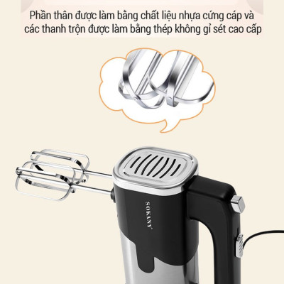 Máy đánh trứng cầm tay SOKANY 800W có 5 tốc độ điều chỉnh chuyên dụng SK-6621- Hàng chính hãng