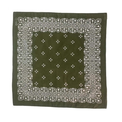 Khăn bandana cotton màu xanh lá cây họa tiết Vintage cao cấp