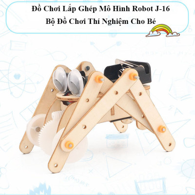 Bộ Đồ Chơi Lắp Ghép Xếp Hình Robot J-16. Đồ Chơi Thí Nghiệm Bằng Gỗ Cho Bé + Tặng Kèm 1 Tranh Ghép Bằng Gỗ