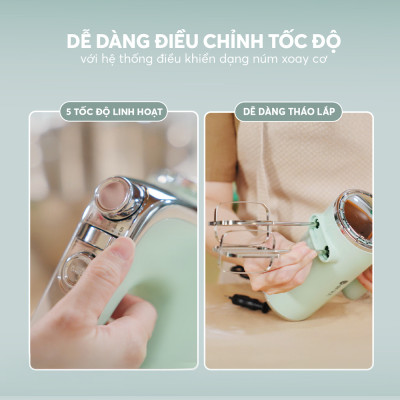 Máy Đánh Trứng, Trộn Bột Cầm Tay Elmich MME-9116 400W, Hàng Chính Hãng, 5 Tốc Độ - JoyMall