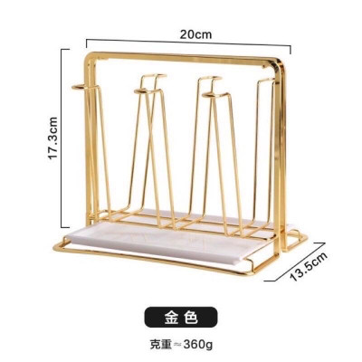 Úp cốc chữ nhật và tròn kèm khay, giá úp cốc inox 304 mạ vàng cao cấp không hoen gỉ