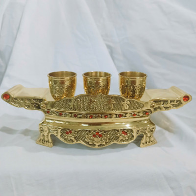 Bộ Ly Nước Thờ Cúng Bằng Đồng, Bộ 5 Ly, Bộ 3 Ly Bằng Đồng Vàng