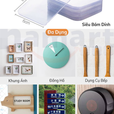 Miếng Keo Acrylic Siêu Dính 2 mặt Trong Suốt 2 Lớp Keo Dày 1.5mm Dán Tường Chống Thấm Nước Tiện Lợi