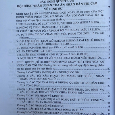  Các Nghị Quyết Của Hội Đồng Thẩm Phán Toà Án Nhân Dân Tối Cao Về Hình Sự Và Tố Tụng Hình Sự Từ Năm 1986 Đến Năm 2024