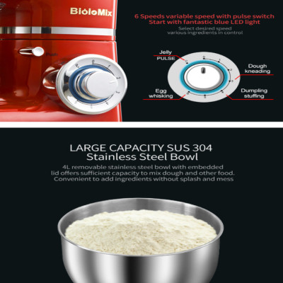 Máy trộn bột và đánh trứng 5 lít, 1500W BioloMix BM785LB công suất 1500W, 6 tốc độ đánh khác nhau, thiết kế hiện đại dễ vệ sinh lắp đặt (HÀNG CHÍNH HÃNG)