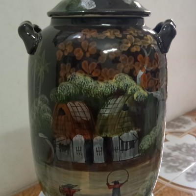 Hũ đựng rượu gạo nem nâu gốm sứ Bát Tràng loại 15L