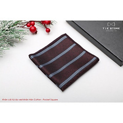 Ca Vat bộ 3 món kèm hộp túi xách cao cấp, quà tặng chú rể, Cavat nâu đỏ kẻ