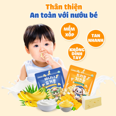 Bánh ăn dặm Lusol vị sữa chua chuối và phô mai Triple Cheese Lusol cho bé từ 12 tháng