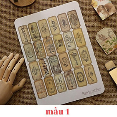 Sticker tự cắt Neutral journal tickets - sticker sheet dán, trang trí sổ nhật kí, sổ tay | Bullet journal - kc004