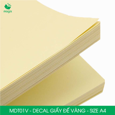 MDT01V - Xấp 50 tờ giấy decal đế vàng khổ A4 - Giấy in đơn hàng, nhãn dán, sticker đế vàng tự dính