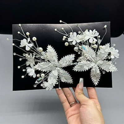 Cài tóc cô dâu hoa ren đính đá mẫu mới t9/2024