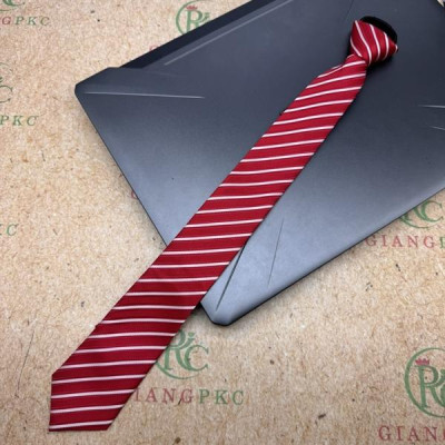 Cà vạt nam mẫu thắt sẵn dây kéo bản nhỏ 6cm mẫu đỏ kẻ trắng