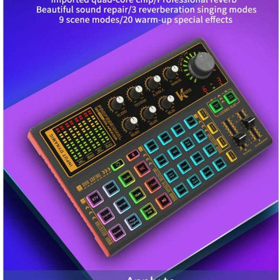 Soundcard K300 – Chuyên thu âm, livestream, karaoke online – Livestream được 3 điện thoại cùng lúc – Đầy đủ chức năng auto tune, đổi giọng, hiệu ứng khán giả - Điều chỉnh bass treble echo, giảm tiếng ồn – Kết nối bluetooth – Hàng chính hãng