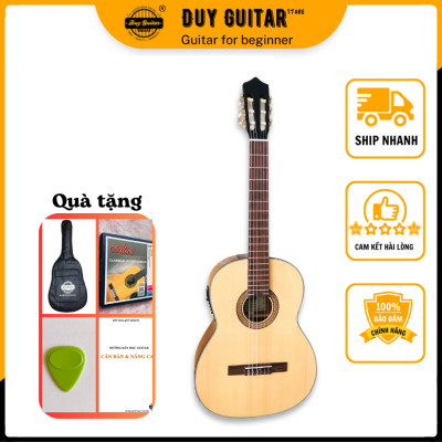 Đàn guitar classic có EQ Duy Guitar DC120X thùng full size có khuyết gỗ Hồng đào nguyên tấm âm thanh tốt
