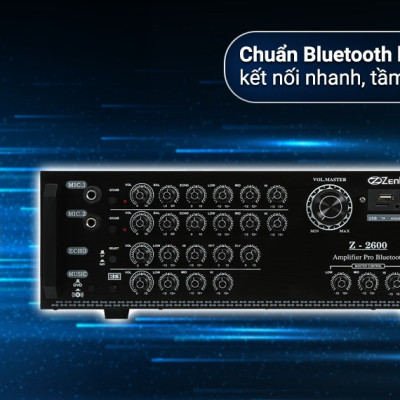 Amply Karaoke Bluetooth Công Suất Lớn 500W Zenbos Z2600, 8 Sò(Hàng Chính Hãng)