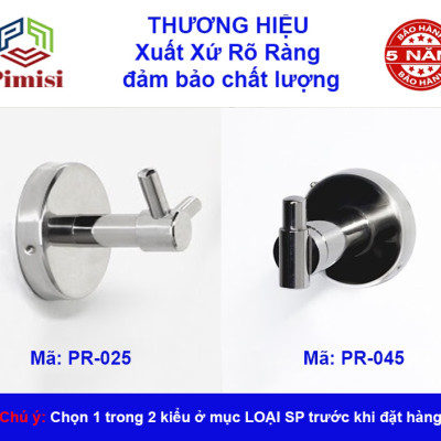 Móc treo đơn Pimisi inox 304 DÁN TƯỜNG dùng để treo quần áo - khăn tắm - phụ kiện - đồ dùng gia đình | Hàng chính hãng