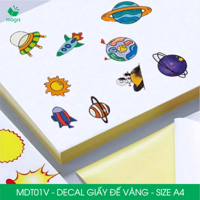 MDT01V - Xấp 50 tờ giấy decal đế vàng khổ A4 - Giấy in đơn hàng, nhãn dán, sticker đế vàng tự dính