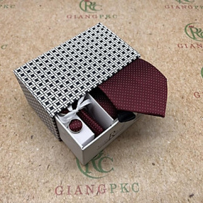 Cà vạt nam trung niên tự thắt 8cm hộp quà tặng cao cấp Giangpkc H2208