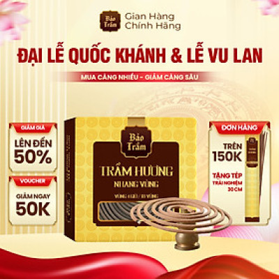 Trầm Hương Khoanh 4 Giờ – Hộp Vàng 18 Miếng | Bảo Trầm | Thơm Sâu Tự Nhiên, Không Hóa Chất