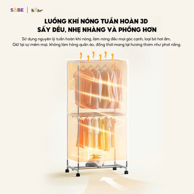 Tủ sấy quần áo 400L Bear HGJ-E12F6 Hàng chính hãng