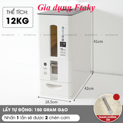 Thùng Đựng Gạo Thông Minh Xuất Nhật (12KG) Nhựa ABS Cao Cấp | An Toàn / Tiện Lợi / Dễ Sử Dụng