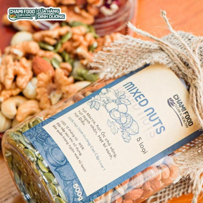 Hạt mix dinh dưỡng CHAMI 5 Loại Siêu hạt 500g Loại 1 Nhập khẩu chính ngạch, granola siêu hạt ngũ cốc ăn kiêng cho bà bầu