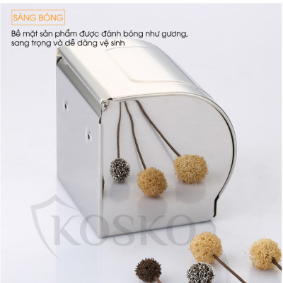 Hộp đựng giấy vệ sinh KOSKO chất liệu inox 304, hộp đựng giấy vệ sinh đa năng làm kệ nhà tắm, hộp đựng giấy inox 304, giấy vệ sinh treo tường