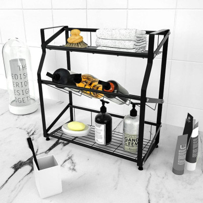 Kệ Gia Vị Thép Đen 3 Tầng Nghiêng Siêu Tiện Lợi Size To