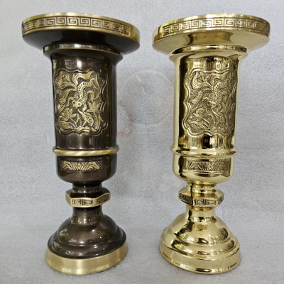 Ống Nhang 29cm, Ống Đựng Nhang, Ống Hương Bằng Đồng Vàng
