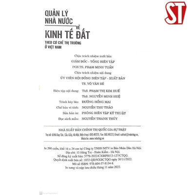 Sách - Quản Lý Nhà Nước Về Kinh Tế Đất Theo Cơ Chế Thị Trường ở Việt Nam - NXB Chính Trị Quốc Gia