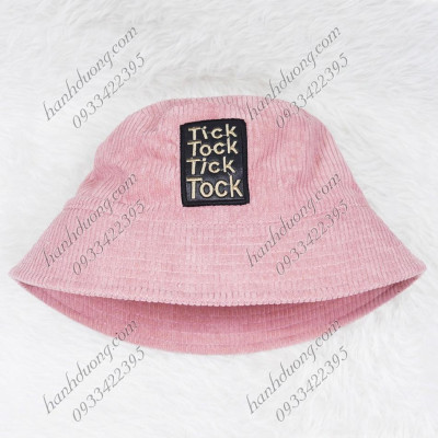 Mũ bo cụp mũ bucket cụp nhung đũa thêu mặt da chữ vành nhỏ 6cm, phía trong may lót cao cấp phù hợp cho nữ