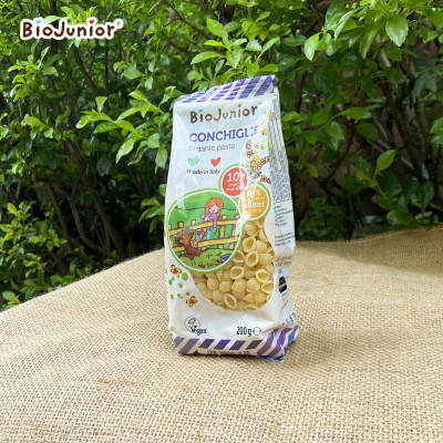 Mì nui ăn dặm hữu cơ cho bé hình vỏ sò Bio Junior 200g (Từ 10 tháng tuổi)