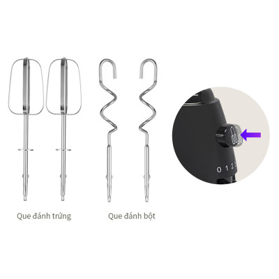 Máy đánh trứng Lock&Lock Hand Mixer EJM501DGRY 250-300W - Hàng chính hãng