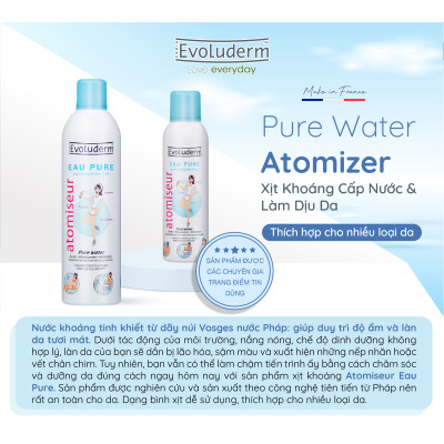 Xịt khoáng dưỡng ẩm, làm dịu và bảo vệ da Evoluderm Atomiseur Eau Pure