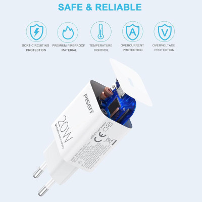 Củ Sạc Pisen Quick - Mr White USB-C 20W - Pisen TS-C135