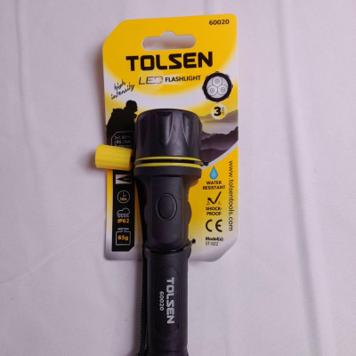 ĐÈN PIN CÁN BỌC NHỰA 3 LED DÙNG PIN TOLSEN 60020 - HÀNH CHÍNH HÃNG