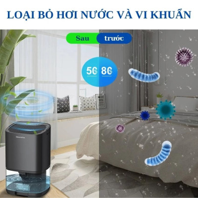 Máy hút ẩm mini H2102 để bàn, hạn chế ẩm mốc khử khuẩn bảo vệ sức khỏe gia đình, dung tích 1000ml - Hàng nhập khẩu