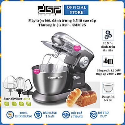 Máy trộn bột, đánh trứng 6.5 lít, 10 tốc độ đánh cao cấp thương hiệu DSP KM3025 - Công suất 1200W - HÀNG NHẬP KHẨU