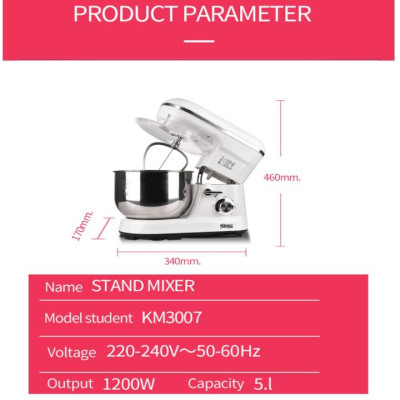 Máy trộn bột và đánh trứng 5 tốc độ đánh thương hiệu DSP KM3007 - Dung tích 5 lít - Công suất 1200W - Hàng Nhập Khẩu