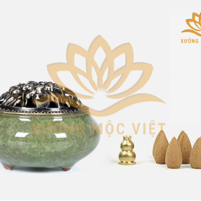 Lư Xông Trầm Hương Gốm Sứ Cao Cấp