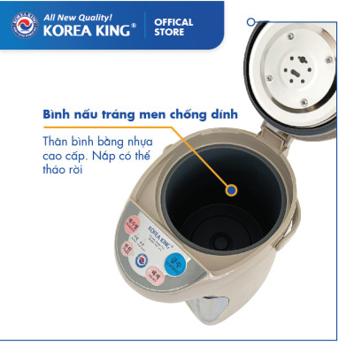 PWP-43L Bình thủy điện Korea King (dung tích 4.3L, công suất 750W, điện áp 220V/50HZ) - Hàng chính hãng