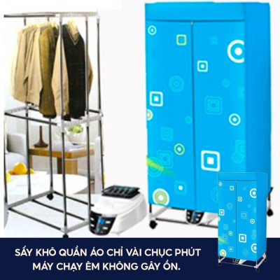 Tủ sấy quần áo khung inox 2 tầng có điều khiển từ xa, sấy quần áo nhanh khô có Bảo hành 12 tháng -  Hàng chính hãng