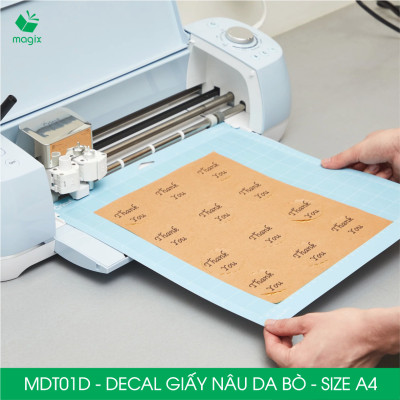 MDT01D - Xấp 50 tờ decal giấy nâu da bò đế vàng khổ A4 - Giấy in đơn hàng, nhãn dán, sticker tự dính