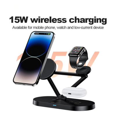 Sạc Không Dây 3 Trong 1 Pisen Pro - Wireless 3-in-1 Night Light - Màu Đen