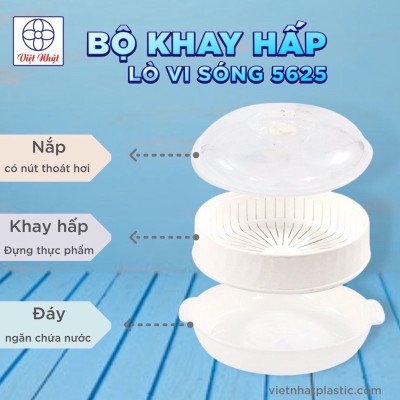 Bộ Khay Hấp Lò Vi Sóng 3 Lớp Việt Nhật - Hàng chính hãng 