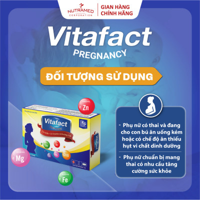 Viên uống Vitafact Pregnancy hỗ trợ bổ sung dưỡng chất và dự phòng dị tật cho thai nhi (30 viên) - Nutramed