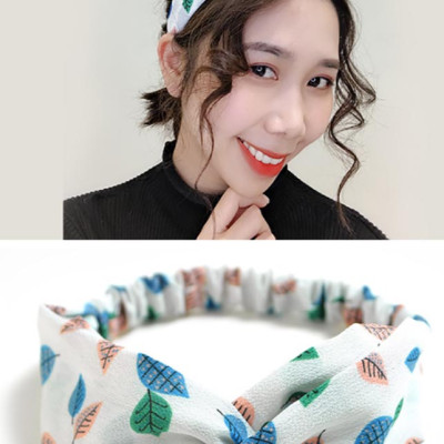 Cài tóc vải turban hoạ tiết chiếc lá dễ thương