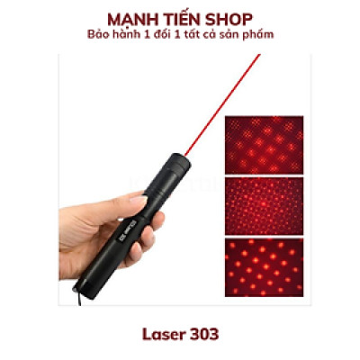 Đèn pin laser 303 siêu sáng gồm pin, sạc và khóa - Đèn lazer 303 tia Đỏ - Hàng chính hãng