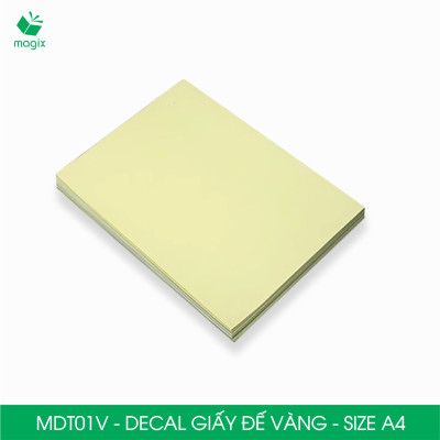 MDT01V - Xấp 50 tờ giấy decal đế vàng khổ A4 - Giấy in đơn hàng, nhãn dán, sticker đế vàng tự dính